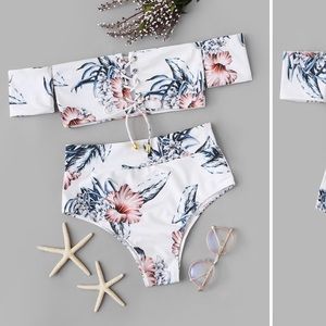 NWOT Lace Up Swimsuit Set